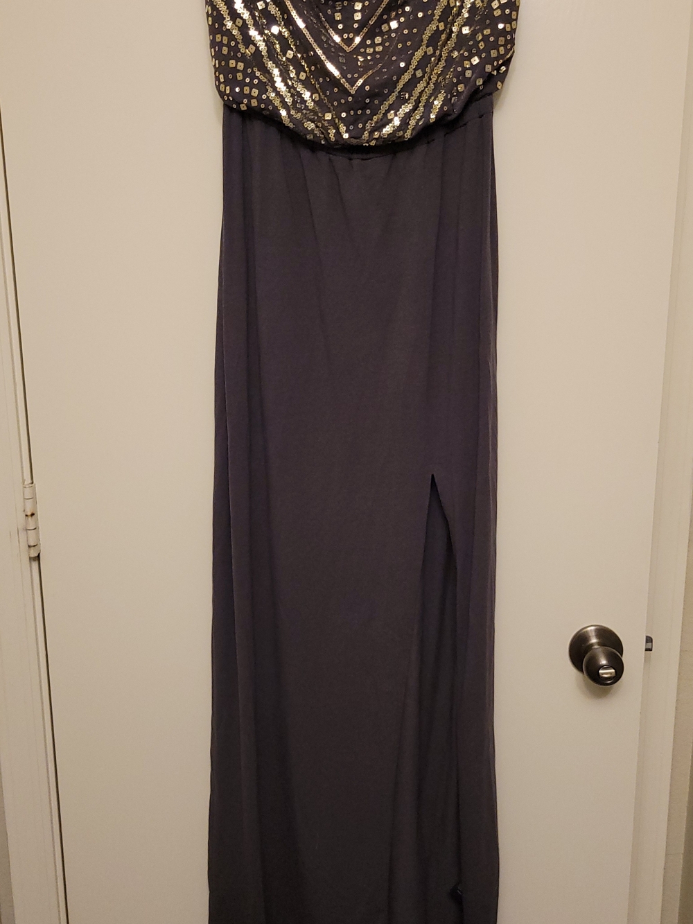 Express Strapless Dress with Gold Sequin